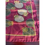 Vintage Burgundy Silk Handkerchief Geometric Italian 80s 90s Red Photo 2