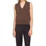 Faherty  Jackson Brown Sweater Vest Organic‎ Cotton Womens Large Mocha Academia Photo 2