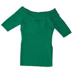 Sandro  Paris Off The Shoulder Ribbed Knit Top Green Size 1 Small Photo 2