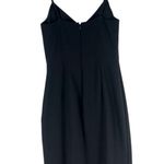 Eliza J Black Crepe V-Neck Midi Dress Spaghetti Straps Front Slit Empire Waist 4 Photo 1