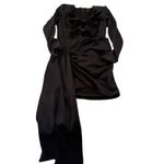 ASOS LUXE Black Velvet Bow Detailed Draped Long Sleeve Mini Dress Size 4 EUC Photo 5