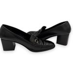 Gucci  Black Horsebit Leather Loafers Sz 8 Square Toe Classic Luxury Italy Heel Photo 2