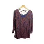 Blu Pepper Paisley Navy And Rust Chiffon Dress Sz S Shift Long Sleeve Boho Casua Photo 5