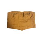 Free People  Mustard Orange Tube Top XS Cotton Smocked Strapless Crop Boho Vacay Photo 1