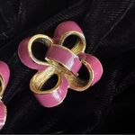 Vintage 80s Donald Stannard 3D Purple And Gold Bow Enamel Clip Photo 2