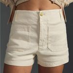 Maeve  by Anthropologie The Colette Linen Blend Cream High-Waisted Shorts Size 28 Photo 1