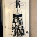 Lyndia Floral Cream and Black Halter, Backless Dress Size 2 Photo 4