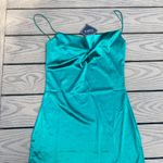 Zaful NWT  green shiny cowl neck mini dress small bodycon cocktail Photo 1