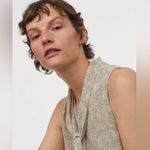 H&M Green & White Micro Floral Print Tie-Detail Top Photo 3