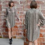 Sabina Musayev Agatha Metallic Gold Long Sleeve Mini Dress Neck Tie Size XXS Photo 14
