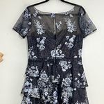 Notte Marchesa  Embroidered Glitter Tulle Asymmetrical Ruffle Tiered Dress Photo 8