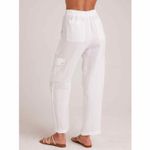 Bella Dahl  White Linen Pleated Cargo Pants Size Medium Minimalist Casual Photo 1