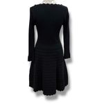 Kate Spade Size S Knit Pointelle Dress Black Ruffle Neck Sleeves Cocktail Photo 7