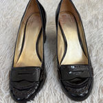 Coach Black Patent Leather Penny Loafer Heels Size 9.5B Classic Timeless Style Photo 0