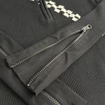 ZARA Knit Black Ribbed Top with Checker Stripe – Size S Photo 4