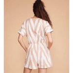 Lou & grey for Loft Brown Sugar Cream Ikat Self Tie Romper Womens Size XL Photo 1