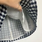 American Eagle Navy Blue & White Gingham Notched Mini Skirt Photo 8