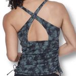 Athleta  XS Black Gray Tie Dye Swim Tankini Top Ruched Crossback Beach Vacation Photo 1