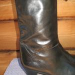 Vintage 80's Black Tall Heeled Leather Boots Black Size 9 Photo 3