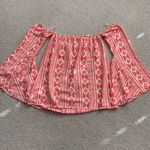 Rachel Kate  Cold Shoulder Blouse Geo Print Bell Sleeve Top Small Pink Cream NWT Photo 8