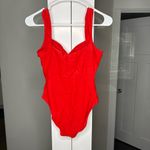 J.Crew NWT  Nia Ruched Squareneck One-piece Swimsuit Bathing Red Arroyo Photo 2