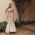 Mac Duggal   20652 Beige Strapless Bustier Floral Embroidered Mermaid Gown Photo 2