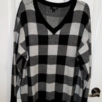a.n.a A New Approach Oversized . V-Neck Black White Plaid Sweater XL Photo 0