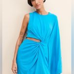 Halston Heritage Halston Daniela Jersey Side Twist Cutout Dress in Azure Blue, NWT, Size 16 Photo 2