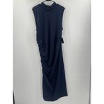 Eloquii  Dress Size 20 Navy NWT Midi Stretch Sleeveless Ruched Bodycon Plus Curvy Photo 13