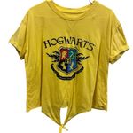 Harry Potter Hogwarts Yellow Cuff Sleeve Tie Front Graphic Tee Shirt Womens L Gold Size L Photo 7