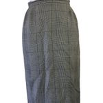 Vintage 80s Glen Plaid Check Black Cream Straight Midi Skirt Classic 16 L Size L Photo 0