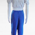 Mixit Blue White Striped Floral Border Capris Size 8 Photo 4