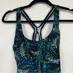 Speedo  Blue & Green Spotted One Piece Swimsuit Womens 12 Modest Swim Vacation Photo 1