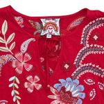 Johnny Was Freyde Women's M Red T-Shirt Floral Embroidered Bell Sleeve Boho Photo 3