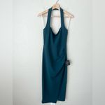 NWT Lulus Emerald Halter Bodycon Tulip Midi Dress medium Blue Photo 5