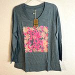 Natural Life  Take It Easy Graphic Long Sleeve Boho Tee Womens Size Large NWT Photo 1