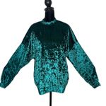 Emma & Sam  Green Crushed Velvet Mock Neck Long Sleeve Top Women's XS NEW Photo 10