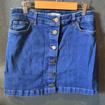 Oasis  Button Front Dark Blue Denim Mini Skirt Photo 0
