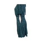 Free People  Green Polka Dot Fit & Flare Mini Dress Size 6 Open Back Puff Sleeve Photo 4