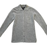 Rafaella Angora and Lamb's Wool Soft Gray Ribbed Button Up with Pocket Sz Small Photo 0