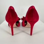 Antonio Melani  Ester Red Velvet High Heels size 8 Side Cutouts Romantic Rosette Photo 5