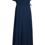 Jenny Yoo  NWT Faye Wrap Maxi Dress Navy Chiffon Flutter Sleeve Size 0 Formal Photo 4