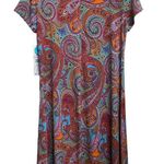 MSK Medium Paisley Print Dress w gold circle hardware on chest boho chic summer Photo 6