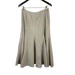 Loft Ann Taylor  Linen A-Line Midi Skirt Beige / Oatmeal Zip Size 10 Flared Hem Photo 7