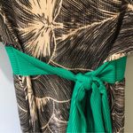 Anthropologie Maple 100% Silk Fan Leaf Print Dress Tan And Green Size Medium Photo 2