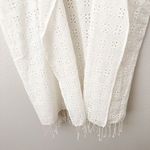 J. CREW | Black Label White Eyelet Fringe Poncho Wrap Kimono Open Front | OS Size undefined Photo 3