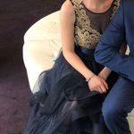 Navy Blue And Gold Prom Dress Size 4 Photo 1