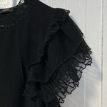 Maje Black Lucille blouse with lace ruffled sleeves 2 Photo 2