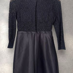 Victoria Beckham  Black Lace Satin Long Sleeve Button Up Mini‎ Dress Sz L Photo 0