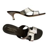 DONALD PLINER VONNA2 SILVER GRAY METALLIC KITTEN SANDAL SHOES 10 Photo 0